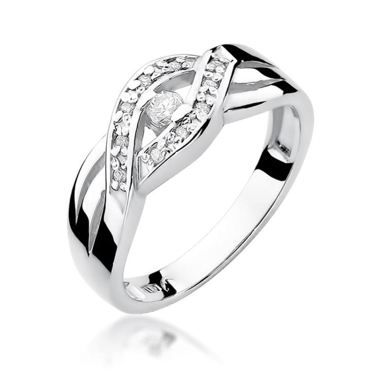 Pierścionek zaręczynowy z białego złota z diamentami 0,10ct Fire Of Love  BW-83-b
