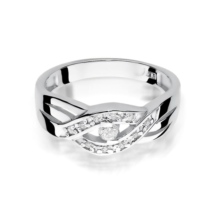 Pierścionek zaręczynowy z białego złota z diamentami 0,10ct Fire Of Love  BW-83-b