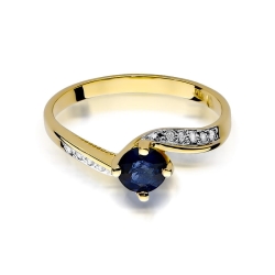 Pierścionek zaręczynowy z żółtego złota z szafirem i diamentami 0,05ct Fire Of Love BW-84-szafir
