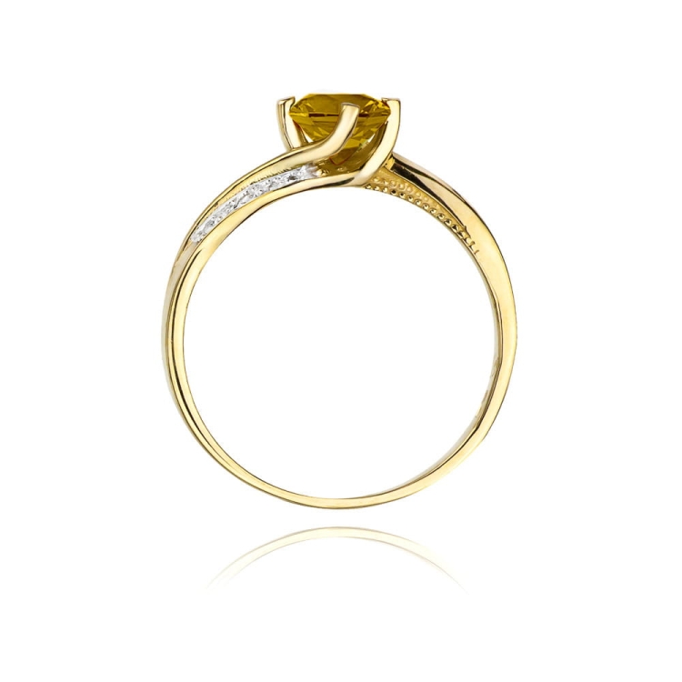 Pierścionek zaręczynowy z żółtego złota z cytrynem i diamentami 0,05ct Fire Of Love BW-84-cytryn
