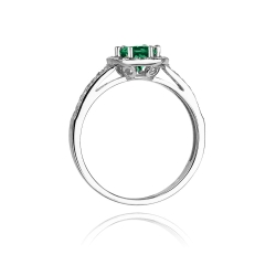 Pierścionek zaręczynowy z białego złota z szmaragdem i diamentami 0,20ct Fire Of Love BW-87-szmaragd-b