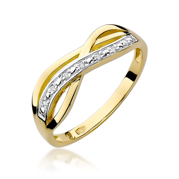 Pierścionek zaręczynowy z żółtego złota z diamentami 0,06ct Fire Of Love BW-90