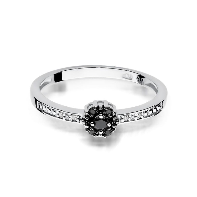 Pierścionek zaręczynowy z białego złota z czarnymi i białymi diamentami 0,02ct Fire Of Love BW-91-białe-i-czarne-b