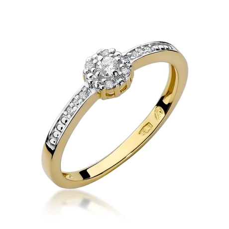 Przejdź do produktu Pierścionek zaręczynowy z żółtego złota z diamentami 0,09ct Fire Of Love 