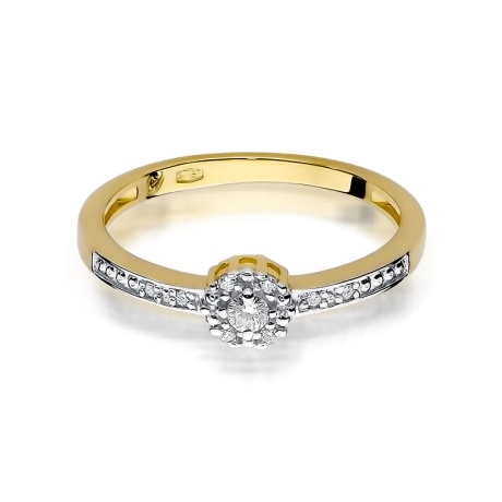 Przejdź do produktu Pierścionek zaręczynowy z żółtego złota z diamentami 0,09ct Fire Of Love 