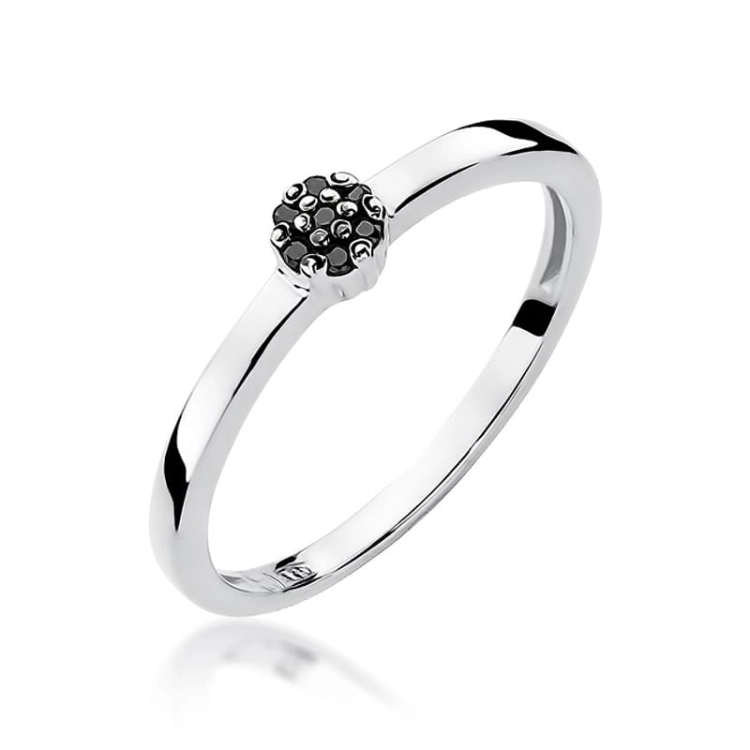Pierścionek zaręczynowy z białego złota z czarnymi diamentami 0,04ct Fire Of Love BW-100-czarne-b