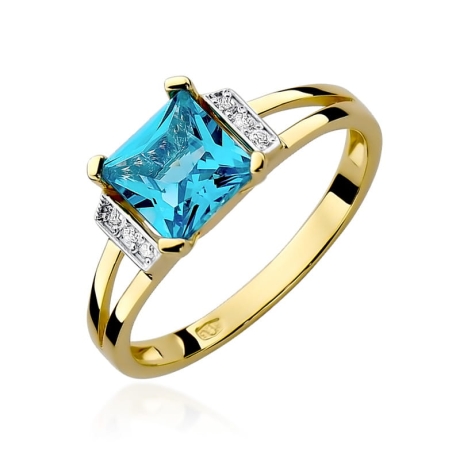 Przejdź do produktu Pierścionek zaręczynowy z żółtego złota z topazem i diamentami 0,03ct Fire Of Love 