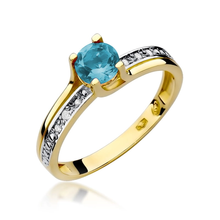 Pierścionek zaręczynowy z żółtego złota z topazem i diamentami 0,03ct Fire Of Love  BW-106-topaz