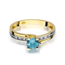Pierścionek zaręczynowy z żółtego złota z topazem i diamentami 0,03ct Fire Of Love  BW-106-topaz