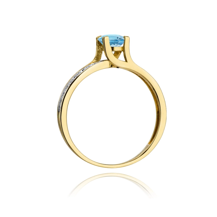 Pierścionek zaręczynowy z żółtego złota z topazem i diamentami 0,03ct Fire Of Love  BW-106-topaz