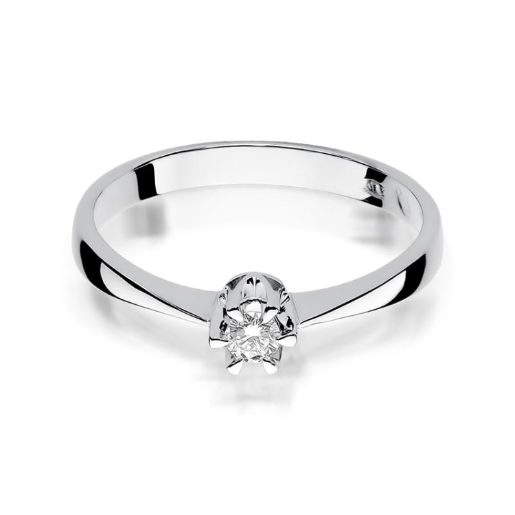 Pierścionek zaręczynowy z białego złota z diamentem 0,10ct Fire Of Love GW-111-0,10ct-b