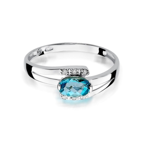 Przejdź do produktu Pierścionek zaręczynowy z białego złota z topazem i diamentami 0,05ct Fire Of Love