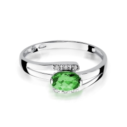 Pierścionek zaręczynowy z białego złota z szmaragdem i diamentami 0,05ct Fire Of Love  BW-119-szmaragd-b
