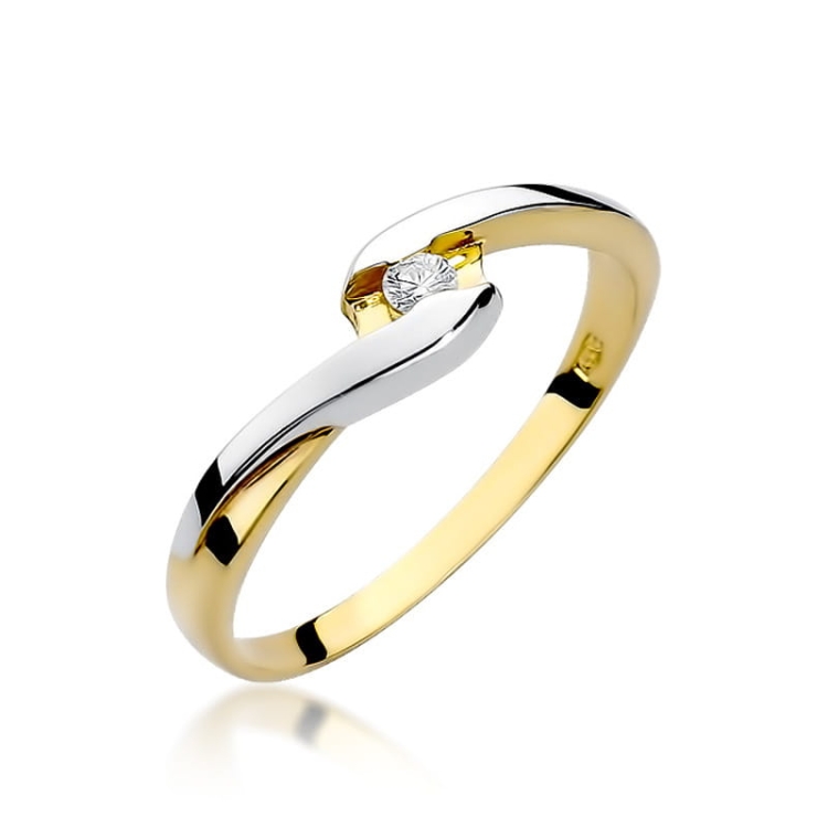 Pierścionek zaręczynowy z żółtego złota z diamentem 0,05ct Fire Of Love BW-158