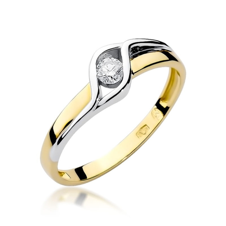 Pierścionek zaręczynowy z żółtego złota z diamentem 0,10ct Fire Of Love BW-178-0,10ct