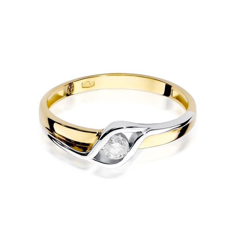 Pierścionek zaręczynowy z żółtego złota z diamentem 0,10ct Fire Of Love BW-178-0,10ct