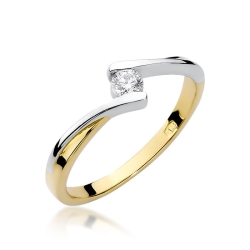 Pierścionek zaręczynowy z żółtego złota z diamentem 0,10ct Fire Of Love BW-180