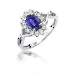 Pierścionek zaręczynowy z białego złota z tanzanitem i diamentami 0,28ct Fire Of Love BW-182-tanzanit-0,70ct-b
