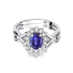 Pierścionek zaręczynowy z białego złota z tanzanitem i diamentami 0,28ct Fire Of Love BW-182-tanzanit-0,70ct-b