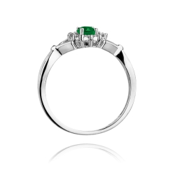 Pierścionek zaręczynowy z białego złota z szmaragdem i diamentami 0,12ct Fire Of Love  BW-182-szmaragd-0,40ct-b