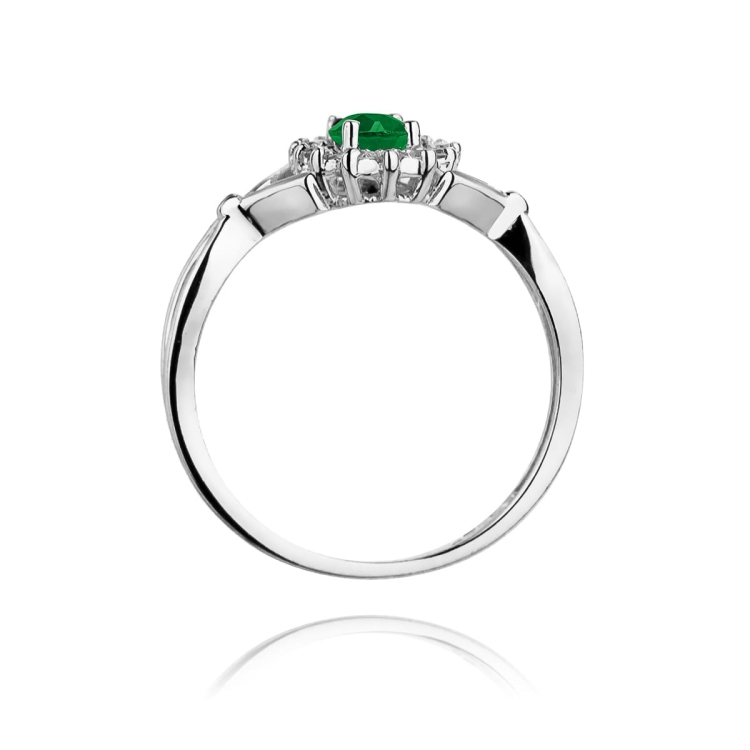 Pierścionek zaręczynowy z białego złota z szmaragdem i diamentami 0,12ct Fire Of Love  BW-182-szmaragd-0,40ct-b