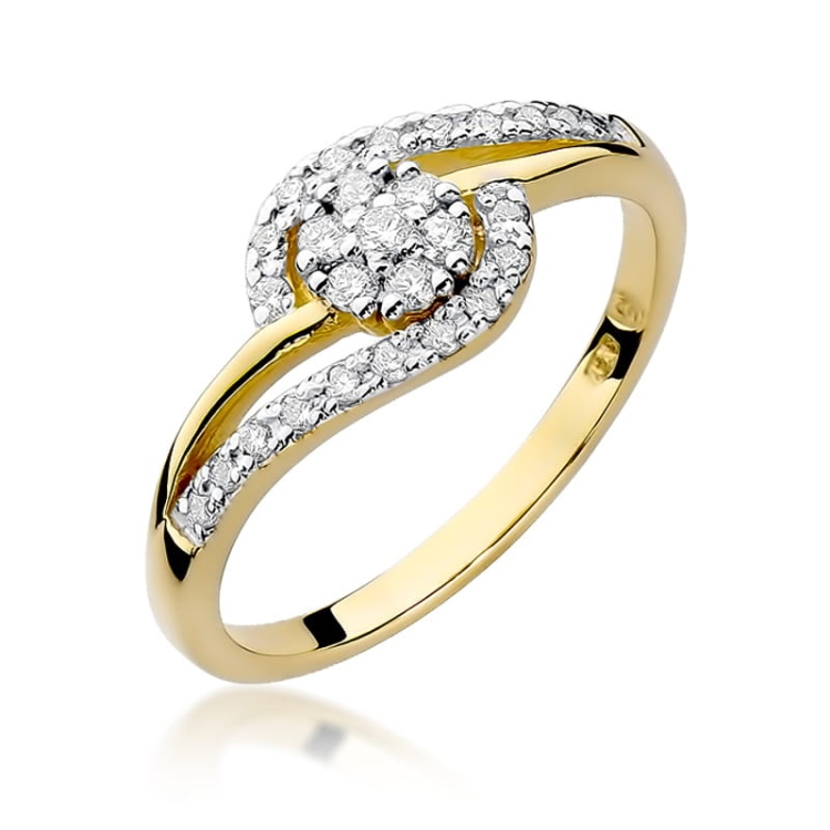 Pierścionek zaręczynowy z żółtego złota z diamentami 0,17ct Fire Of Love BW-184