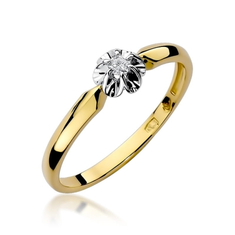 Przejdź do produktu Pierścionek zaręczynowy z żółtego złota z diamentem 0,04ct Fire Of Love