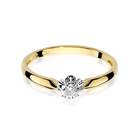 Przejdź do produktu Pierścionek zaręczynowy z żółtego złota z diamentem 0,04ct Fire Of Love
