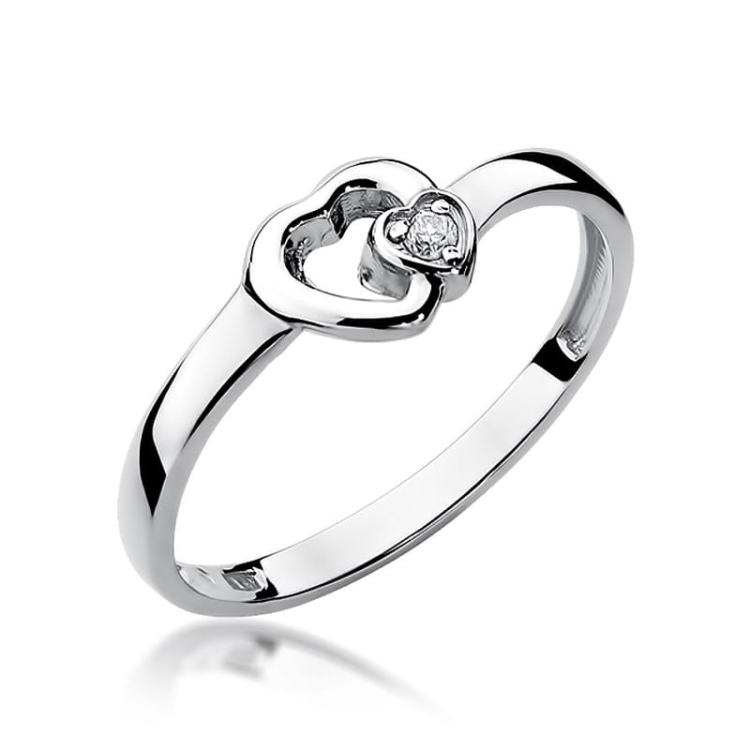 Pierścionek zaręczynowy z białego złota z diamentem 0,02ct Fire Of Love BW-188-b