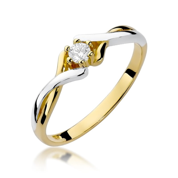 Pierścionek zaręczynowy z żółtego złota z diamentem 0,08ct Fire Of Love BW-190-0,08ct