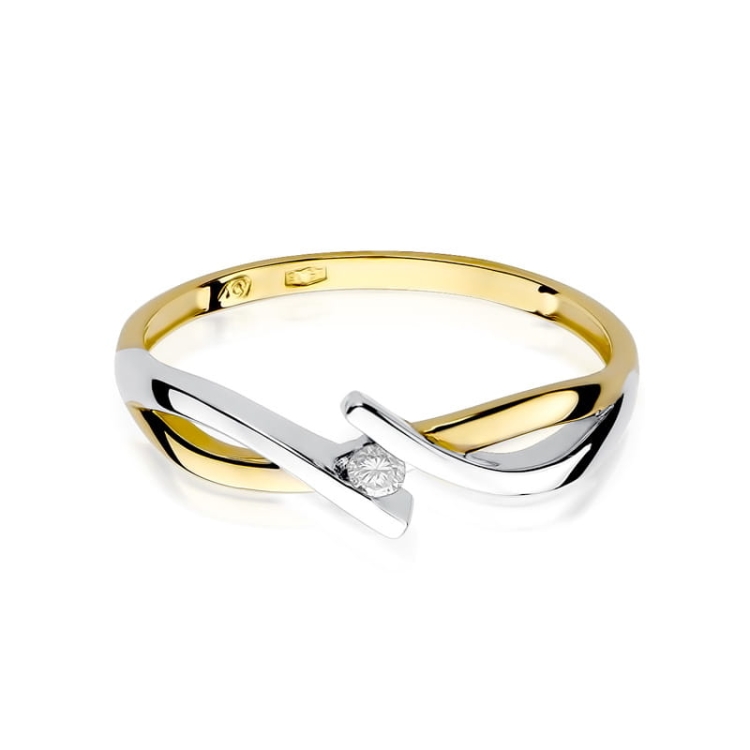Pierścionek zaręczynowy z żółtego złota z diamentem 0,04ct Fire Of Love BW-191-0,04ct