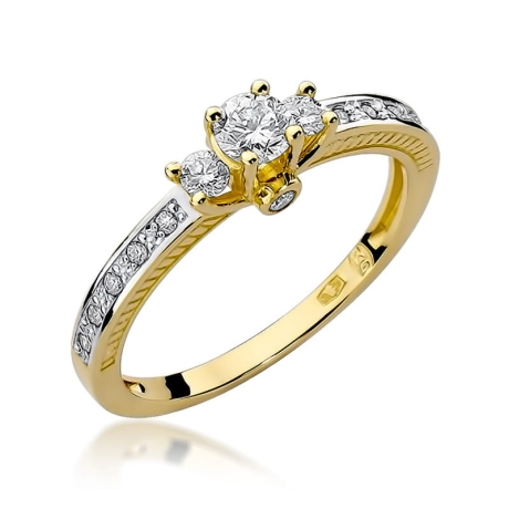 Przejdź do produktu Pierścionek zaręczynowy z żółtego złota z diamentami 0,42ct Fire Of Love