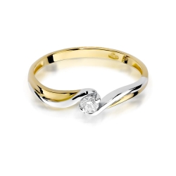 Pierścionek zaręczynowy z żółtego złota z diamentem 0,08ct Fire Of Love BW-211-0,08ct