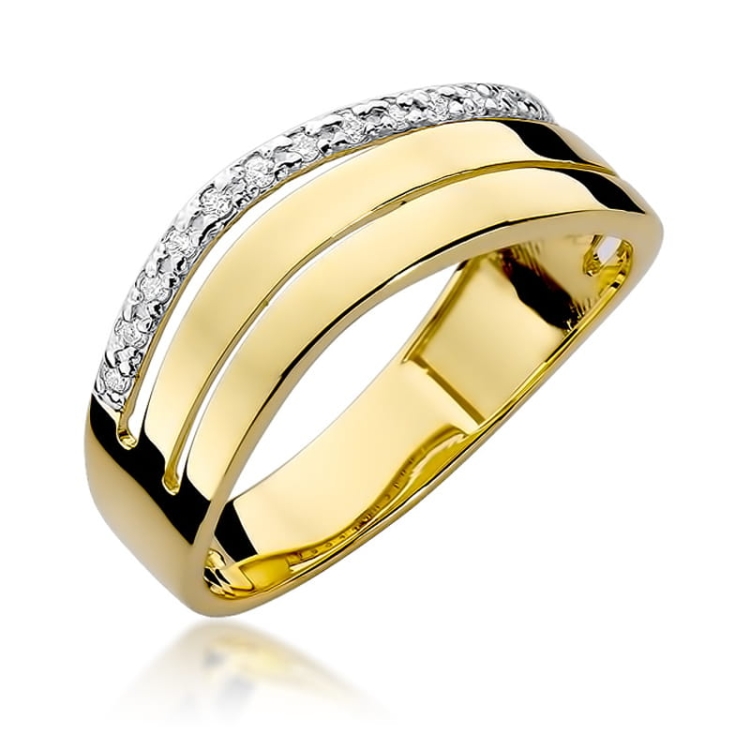 Pierścionek zaręczynowy z żółtego złota z diamentami 0,09ct Fire Of Love BW-214