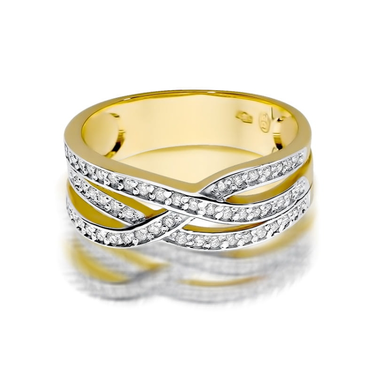 Pierścionek zaręczynowy z żółtego złota z diamentami 0,27ct Fire Of Love BW-215-białe