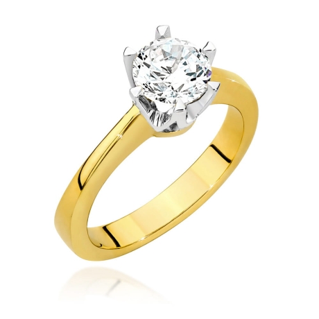 Przejdź do produktu Pierścionek zaręczynowy z żółtego złota z diamentem 1,00ct Fire Of Love 