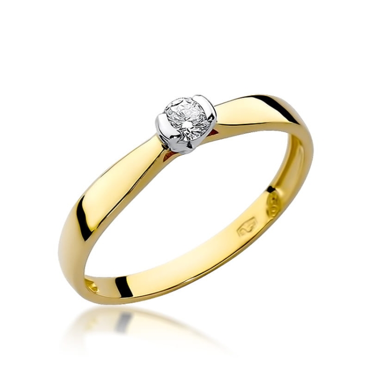 Pierścionek zaręczynowy z żółtego złota z diamentem 0,10ct Fire Of Love BW-223-0,10ct