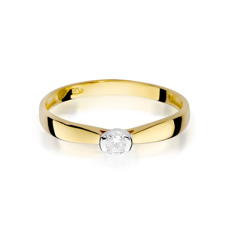 Pierścionek zaręczynowy z żółtego złota z diamentem 0,10ct Fire Of Love BW-223-0,10ct