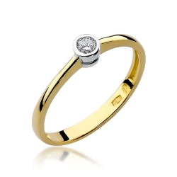 Pierścionek zaręczynowy z żółtego złota z diamentem 0,10ct Fire Of Love BW-224-0,10ct