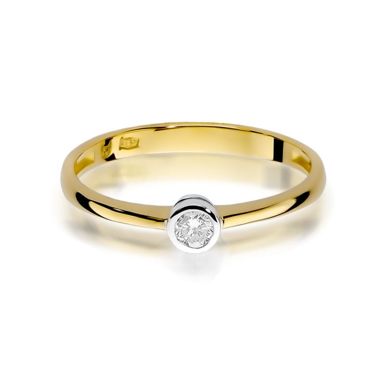 Pierścionek zaręczynowy z żółtego złota z diamentem 0,10ct Fire Of Love BW-224-0,10ct