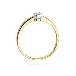 Pierścionek zaręczynowy z żółtego złota z diamentem 0,10ct Fire Of Love BW-224-0,10ct