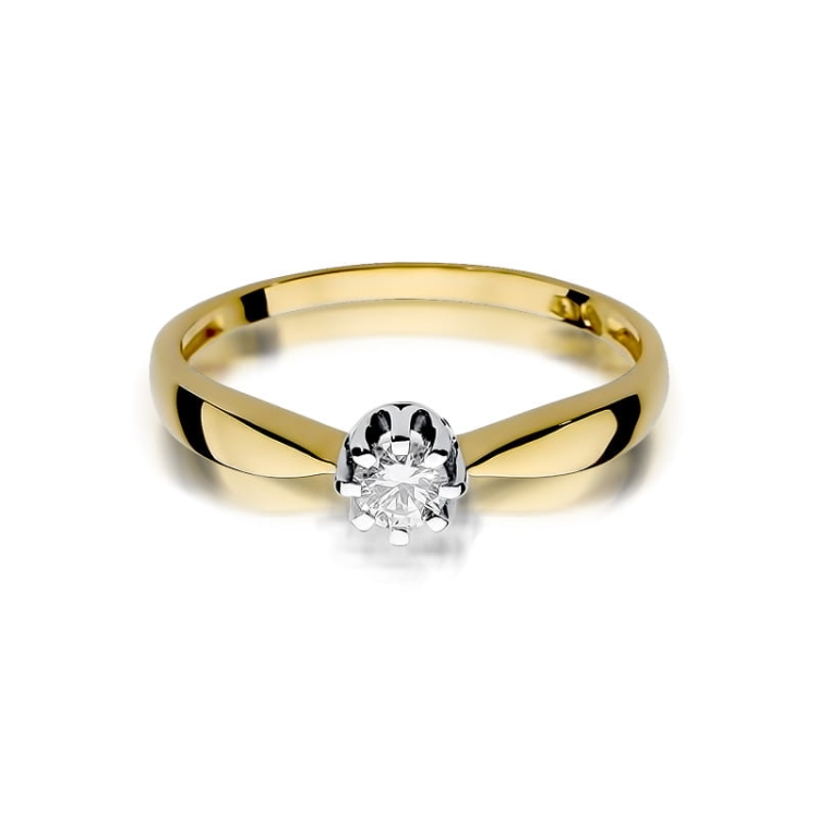 Pierścionek zaręczynowy z żółtego złota z diamentem 0,15ct Fire Of Love BW-228-0,15ct