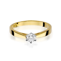 Pierścionek zaręczynowy z żółtego złota z diamentem 0,25ct Fire Of Love BW-229-0,25ct
