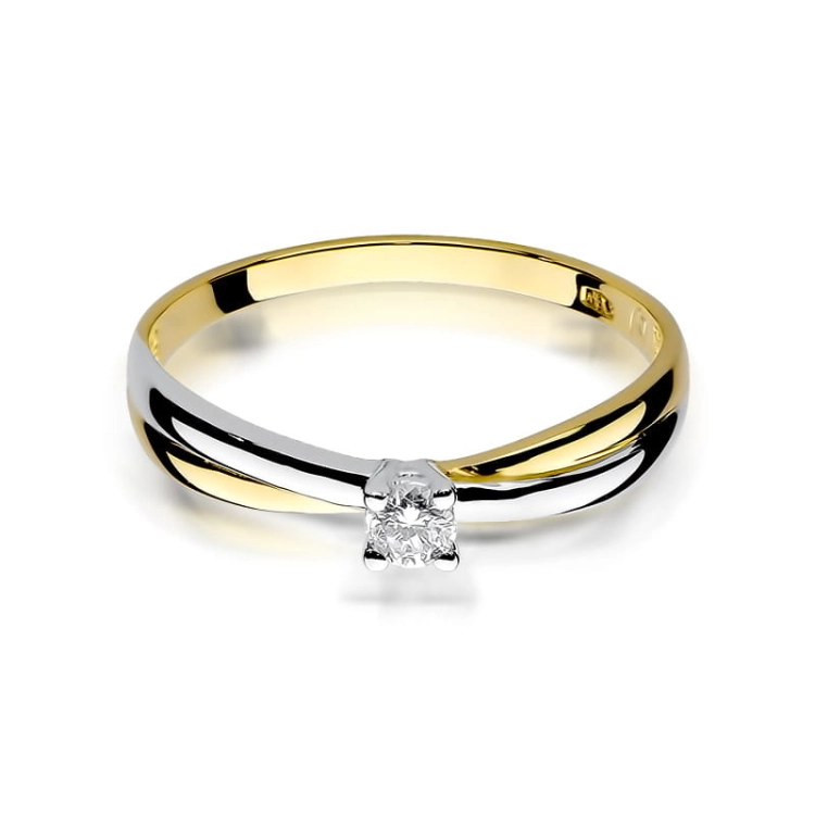 Pierścionek zaręczynowy z żółtego złota z diamentem 0,08ct Fire Of Love BW-230-0,08ct