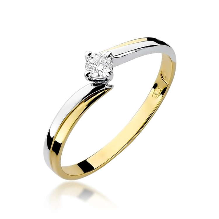 Pierścionek zaręczynowy z żółtego złota z diamentem 0,08ct Fire Of Love BW-231-0,08ct