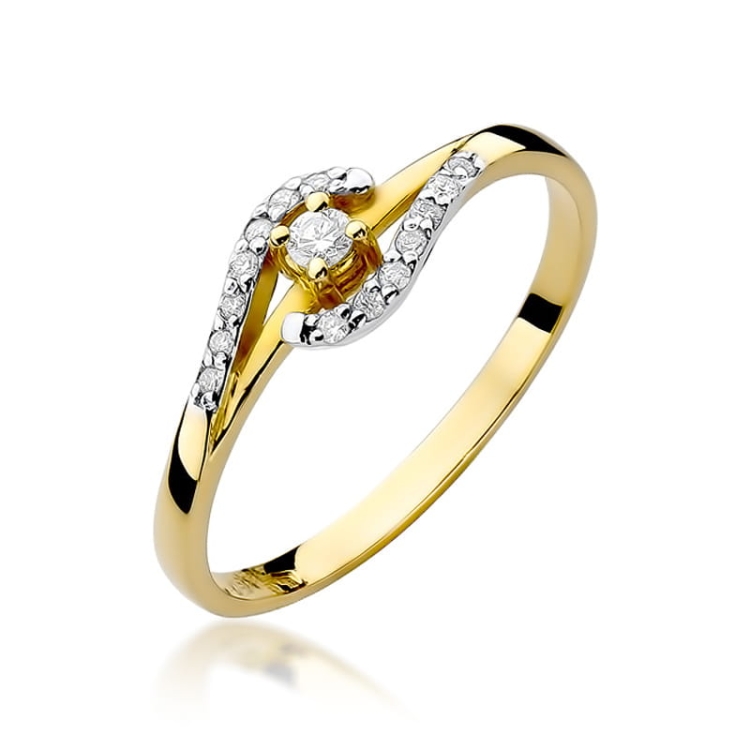 Pierścionek zaręczynowy z żółtego złota z diamentami 0,11ct Fire Of Love BW-237