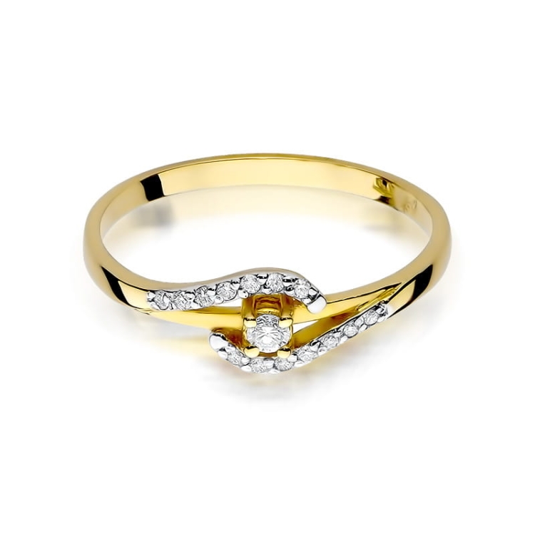 Pierścionek zaręczynowy z żółtego złota z diamentami 0,11ct Fire Of Love BW-237