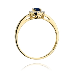 Pierścionek zaręczynowy z żółtego złota z szafirem i diamentami 0,08ct Fire Of Love BW-238-szafir