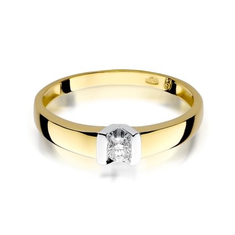 Przejdź do produktu Pierścionek zaręczynowy z żółtego złota z diamentem 0,10ct Fire Of Love