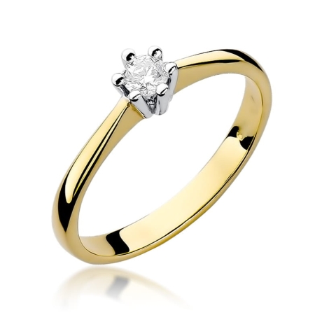 Przejdź do produktu Pierścionek zaręczynowy z żółtego złota z diamentem 0,15ct Fire Of Love 